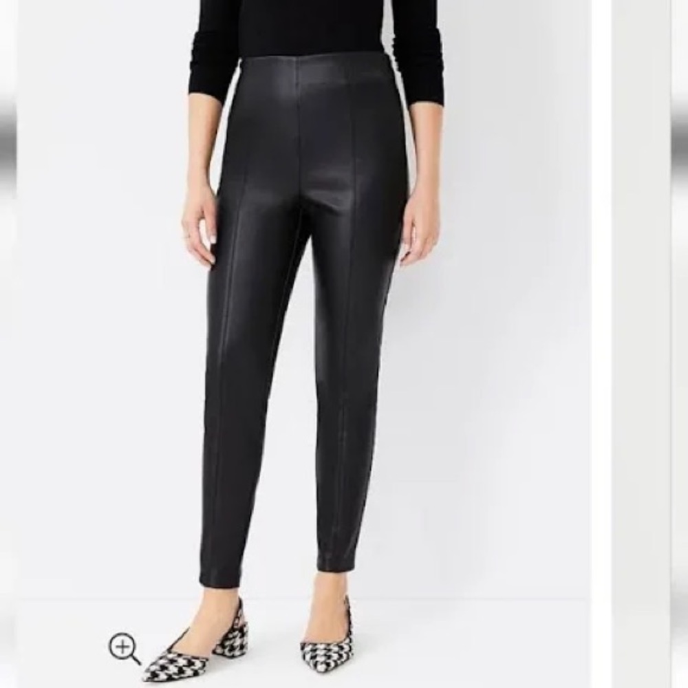 Ann Taylor black faux leather jeggings S
